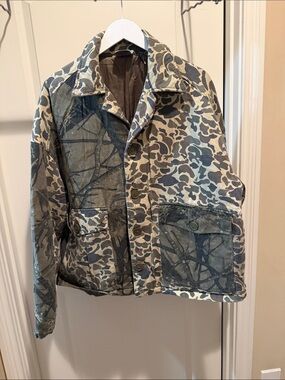 Reclaimed Vintage Multi Beige & Olive Camouflage Utility Jacket cotton